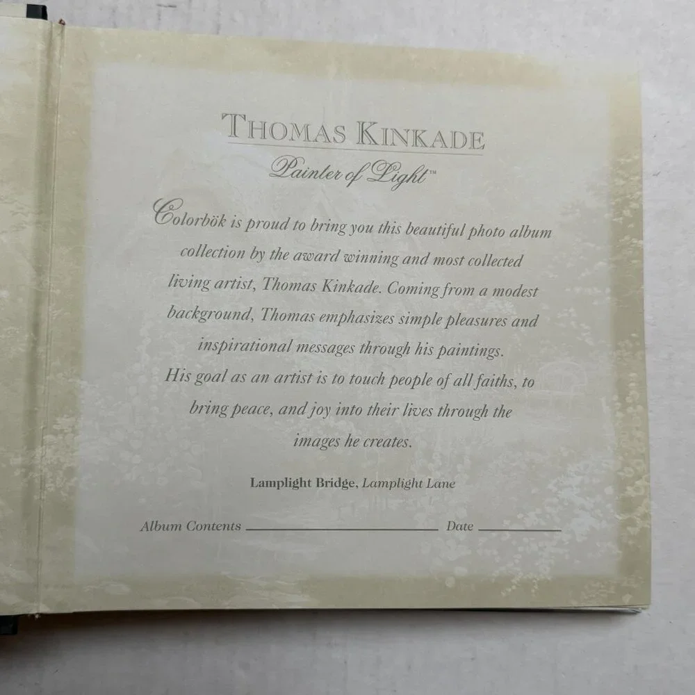 Thomas Kinkade Photo Album 2003 Lamplight Bridge 200 Count Album Hard Cover
